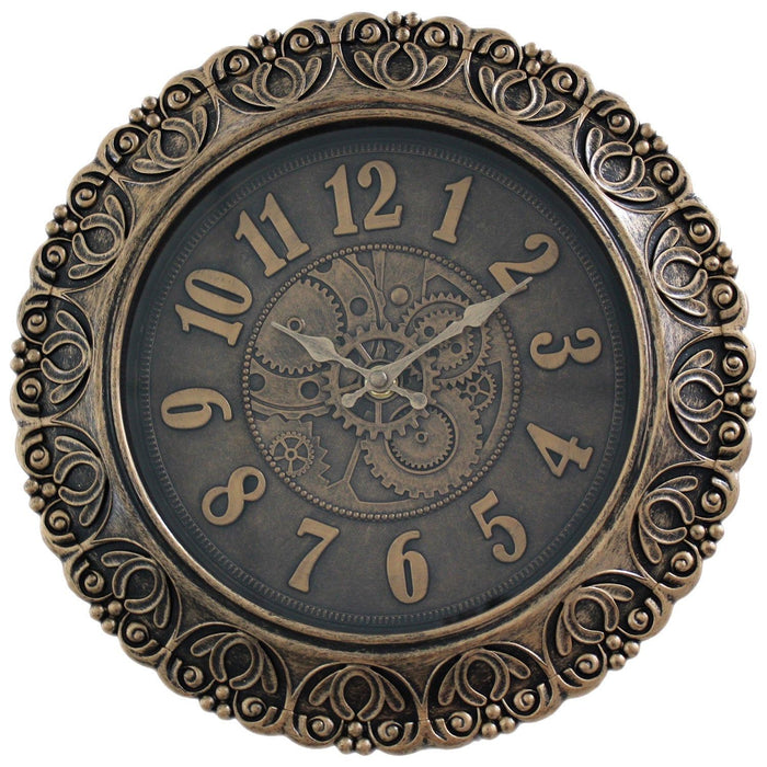 Shopbobbys Premius Industrial Style Decorative Wall Clock, Bronze, 12 Inches