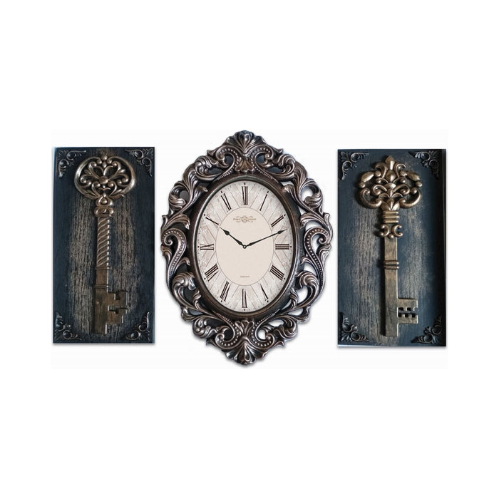 Shopbobbys Premius Kitchen Wall Clock Set With Accents, Bronze, 14X10 Inches