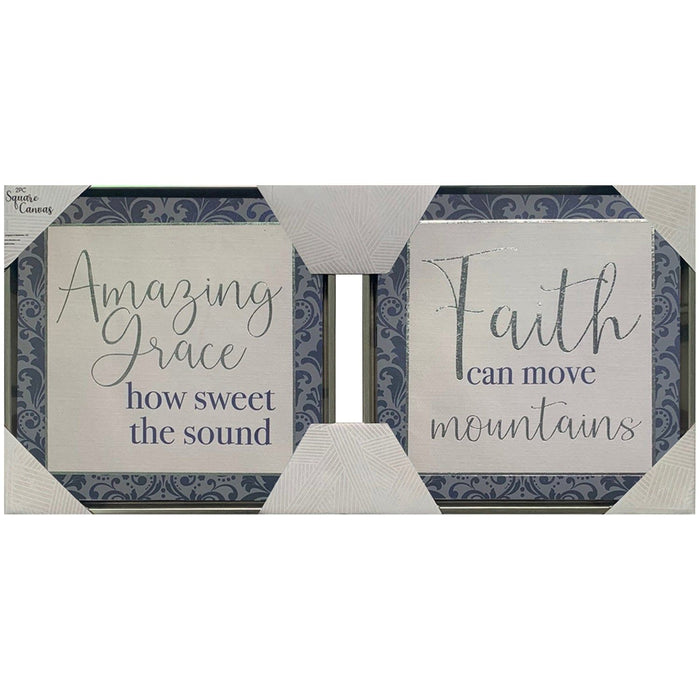 Shopbobbys Premius 2-Piece Amazing Grace And Faith Framed Wall Decor, 11X11 Inches Each