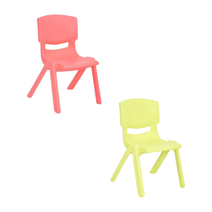 Shopbobbys Joon Stackable Plastic Kids Learning Chairs Set, Coral-Lime