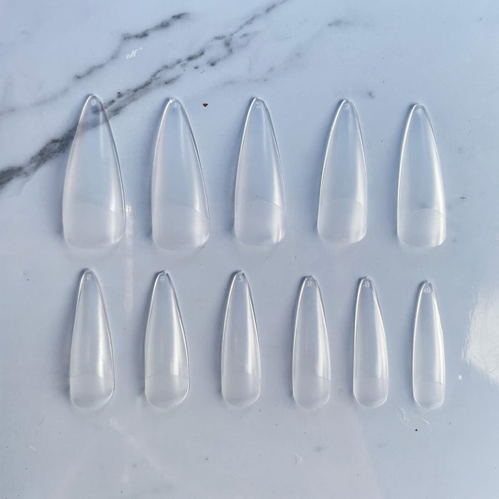 Twinkled T - Gel Extension Tips - Stiletto ♥︎ Clear ♥︎ Long