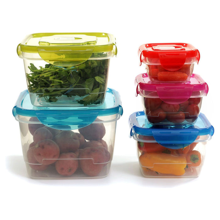 Shopbobbys Premius Freshclip Nesting Food Storage Container Set With Lid, Multi, 5 Pack