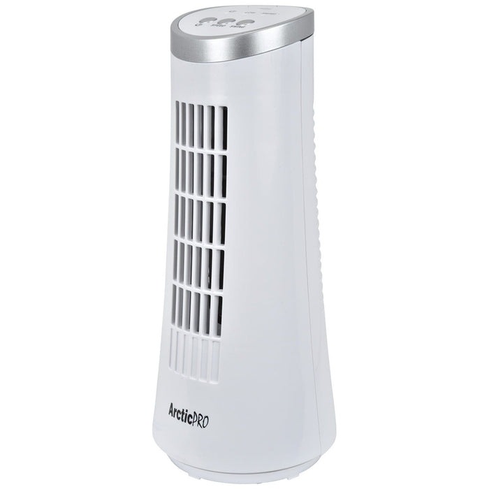 Shopbobbys Arctic-Pro Desktop Oscillating Slim Mini Tower Fan, White, 12 Inches