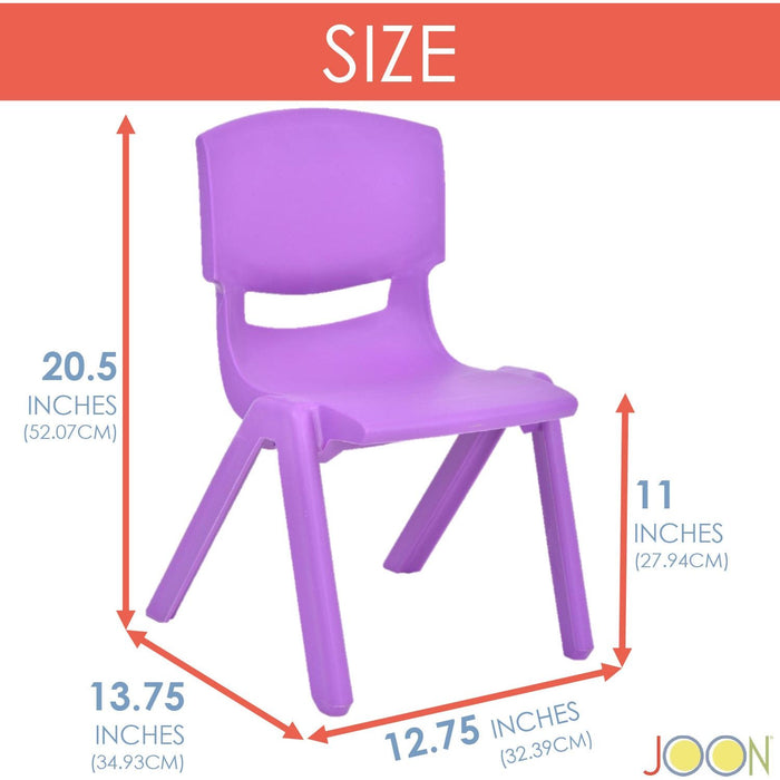 Shopbobbys Joon Stackable Plastic Kids Learning Chairs, Purple, 20.5X12.75X11 Inches, 2-Pack (Pack Of 2)