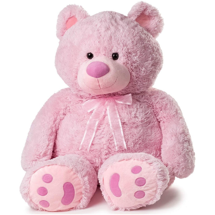 Shopbobbys Joon Huge Teddy Bear With Ribbon, Pink