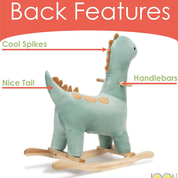 Shopbobbys Joon Bronty Ride-On Dinosaur Rocking Horse With Sound Effects, Green-Brown