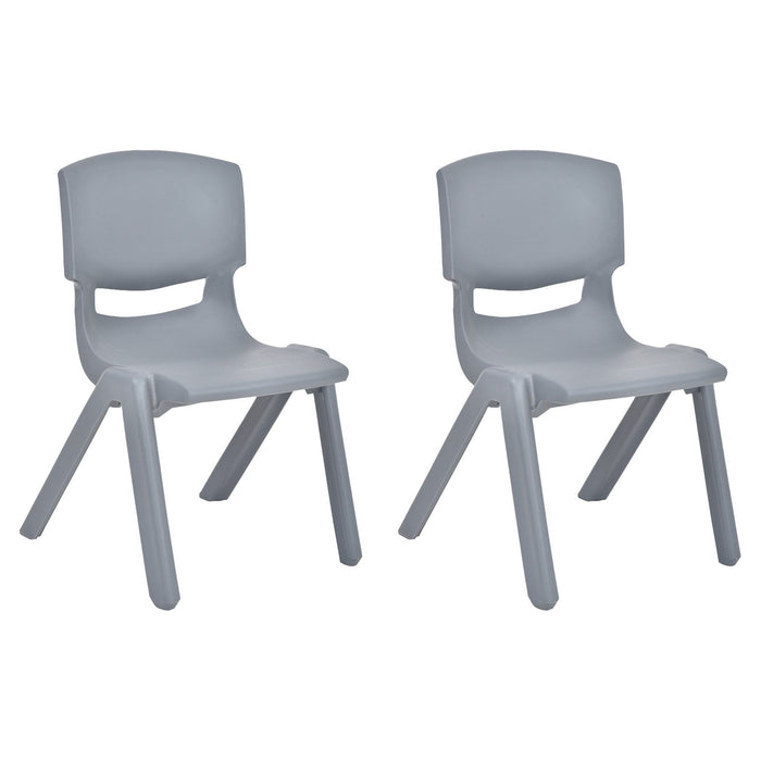 Shopbobbys Joon Stackable Plastic Kids Learning Chairs, Dark Gray, 20.5X12.75X11 Inches, 2-Pack (Pack Of 2)