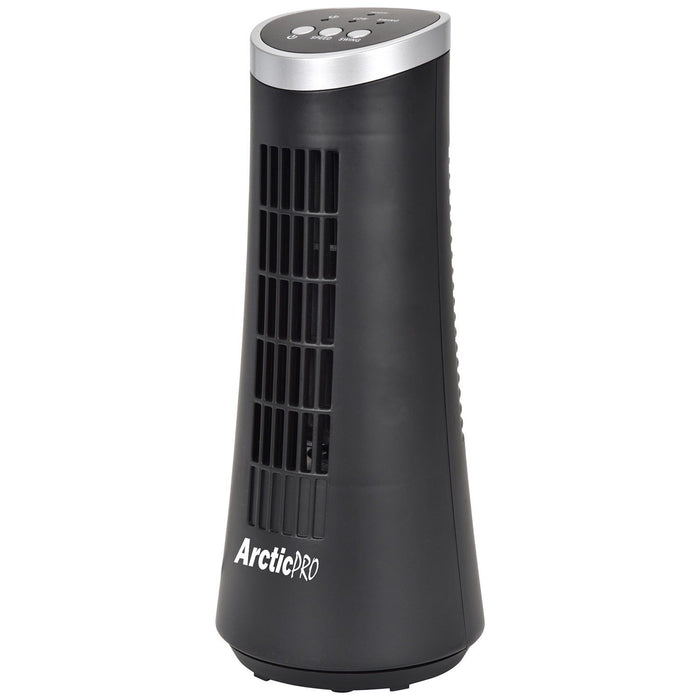 Shopbobbys Arctic-Pro Desktop Oscillating Slim Mini Tower Fan, Black, 12 Inches