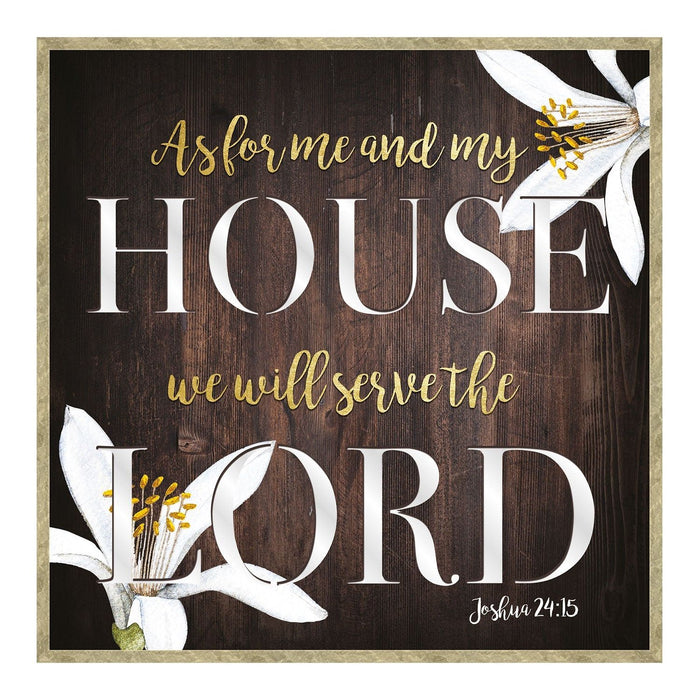 Shopbobbys Premius Gracious Quotes Framed Wall Decor With Mirror Cut-Outs, House Lord, 12X12 Inches