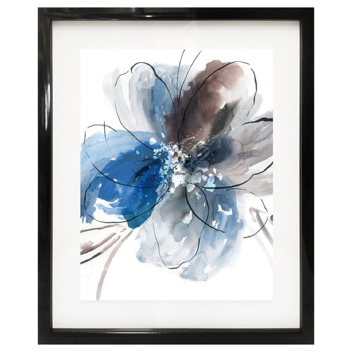 Shopbobbys Premius Flower Power Floating Printed Frame Wall Art, Black-Blue, 17X21 Inches