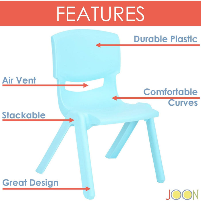 Shopbobbys Joon Stackable Plastic Kids Learning Chairs, Baby Blue, 20.5X12.75X11 Inches, 2-Pack (Pack Of 2)