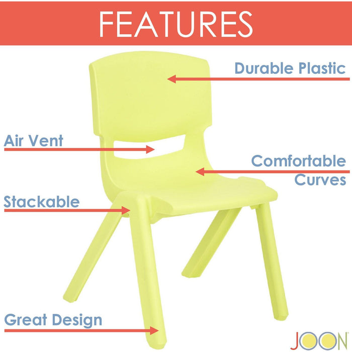 Shopbobbys Joon Stackable Plastic Kids Learning Chairs, Lime, 20.5X12.75X11 Inches, 2-Pack (Pack Of 2)