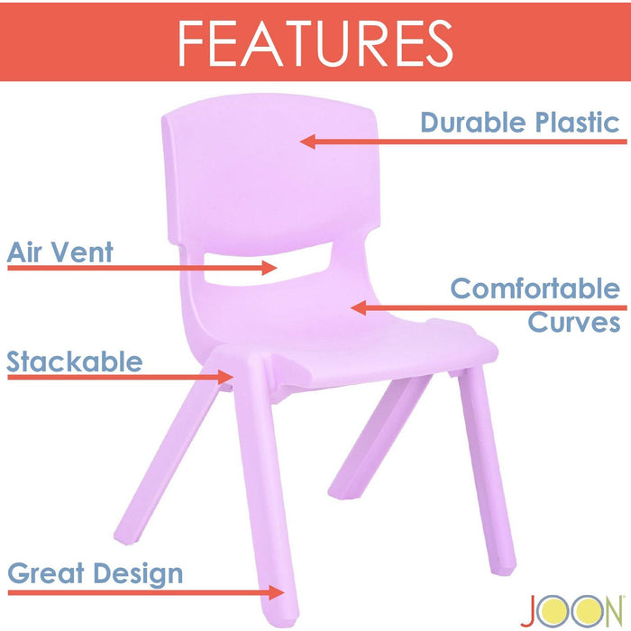 Shopbobbys Joon Stackable Plastic Kids Learning Chairs, Lilac, 20.5X12.75X11 Inches, 2-Pack (Pack Of 2)