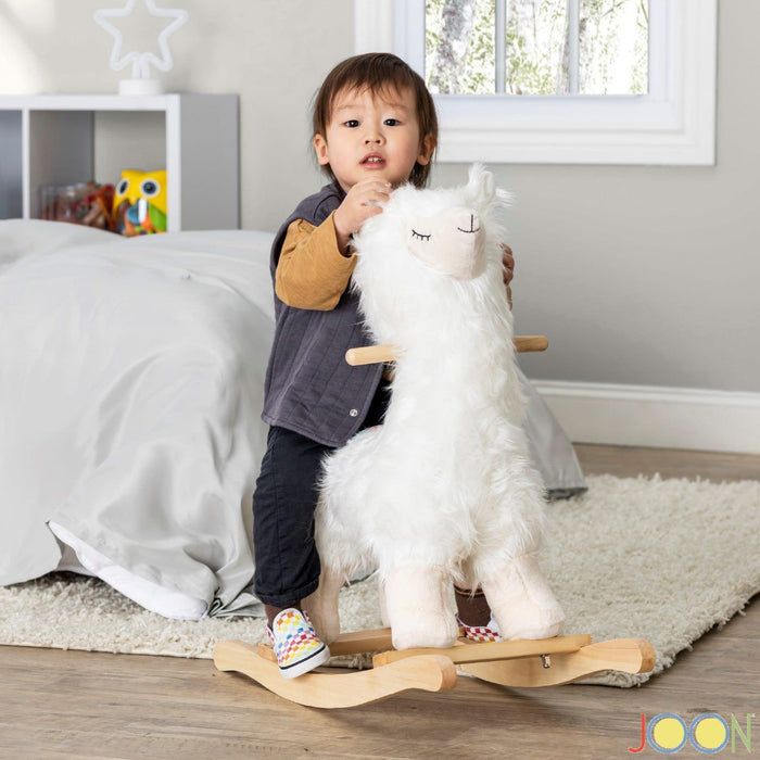 Shopbobbys Joon Lola Shaggy Hair Ride-On Llama Rocking Horse With Sound Effects, White