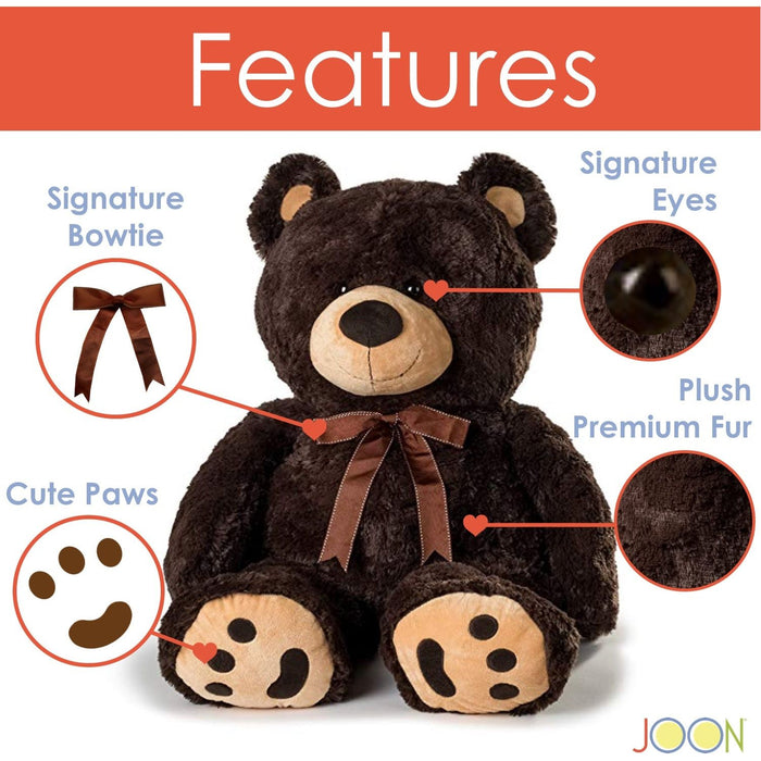 Shopbobbys Joon Huge Teddy Bear With Ribbon, Dark Brown