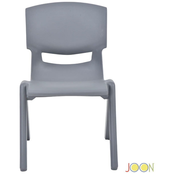 Shopbobbys Joon Stackable Plastic Kids Learning Chairs, Dark Gray, 20.5X12.75X11 Inches, 2-Pack (Pack Of 2)