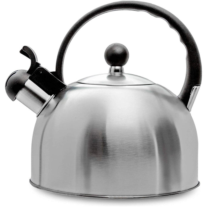 Shopbobbys Premius Stainless Steel Whistling Tea Kettle, Silver, 2.5 Liters