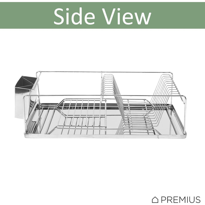 Shopbobbys Premius Deluxe Chrome Dish Rack And Cutlery Holder, 18.5X12.7X5.25 Inches