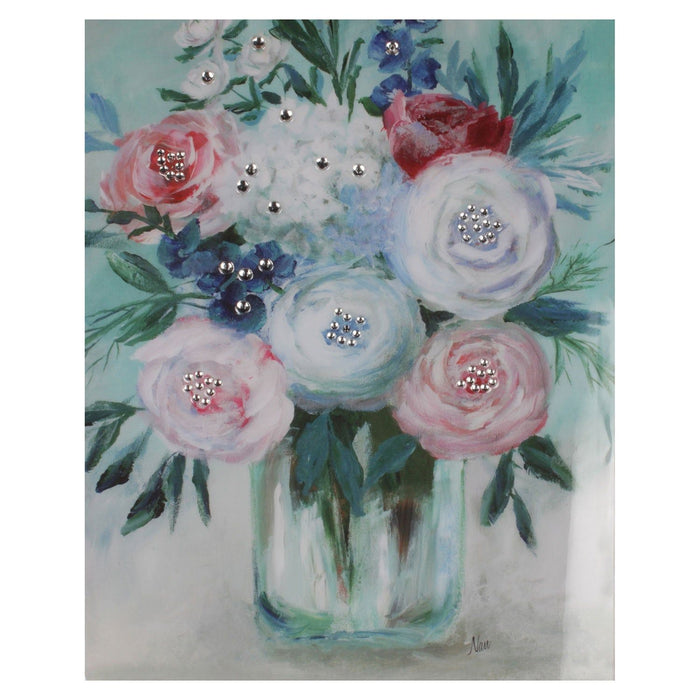 Shopbobbys Premius Midnight Mood Blooms Vase With Flower Wall Art, Pink-Blue, 16X20 Inches