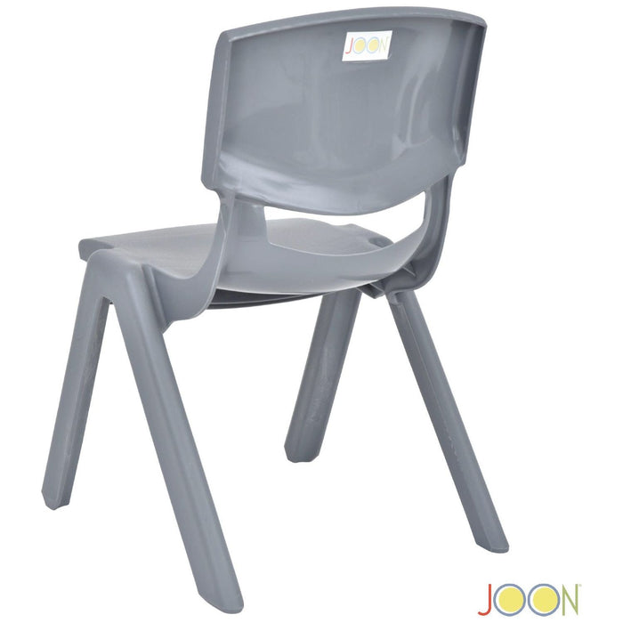 Shopbobbys Joon Stackable Plastic Kids Learning Chairs, Dark Gray, 20.5X12.75X11 Inches, 2-Pack (Pack Of 2)