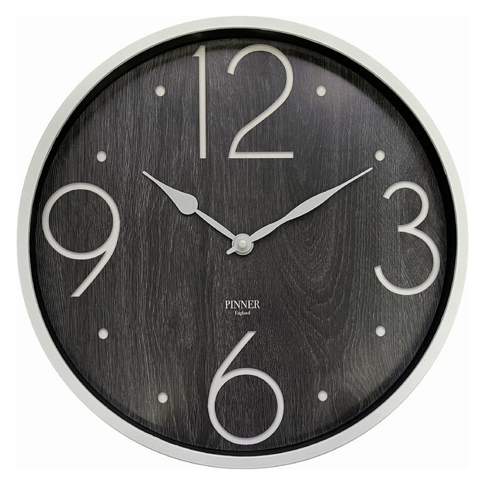 Shopbobbys Premius Modern Numeral Bold Round Analog Wall Clock, Wood Dark, 14 Inches