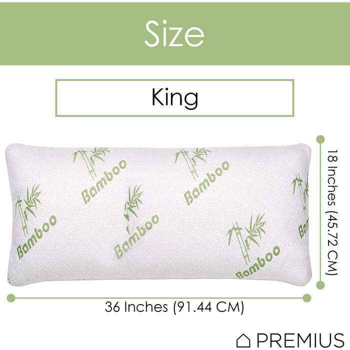 Shopbobbys Premius Bamboo Memory Foam Pillow, King, 18X36 Inches