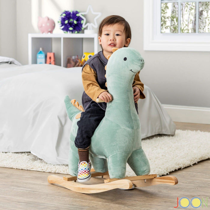 Shopbobbys Joon Bronty Ride-On Dinosaur Rocking Horse With Sound Effects, Green-Brown