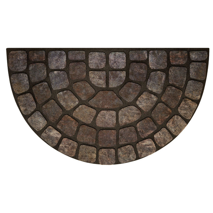 Achim Raised Rubber Door Mat Slice, Grey Stone, 18X30 Inches