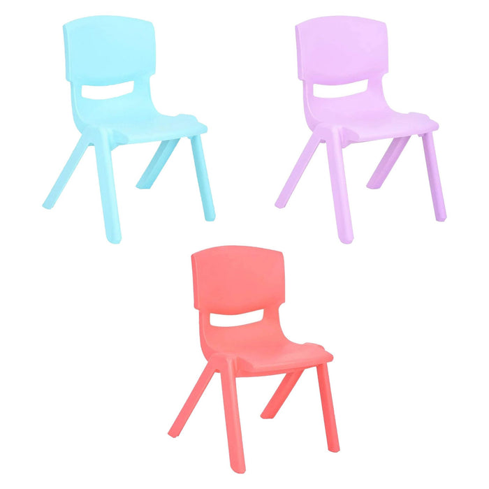 Shopbobbys Joon Stackable Plastic Kids Learning Chairs Set, Baby Blue-Lilac-Coral