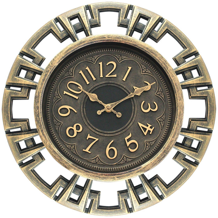 Shopbobbys Premius Large Decorative Industrial Wall Clock, Gold, 16 Inches