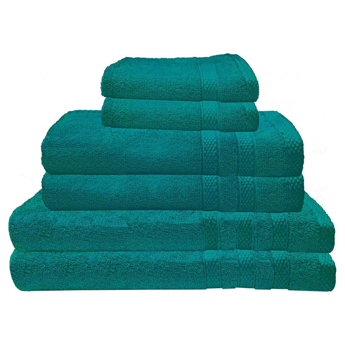 Shopbobbys Premius Premium 6-Piece Combed Cotton Bath Towel Set, Teal Green