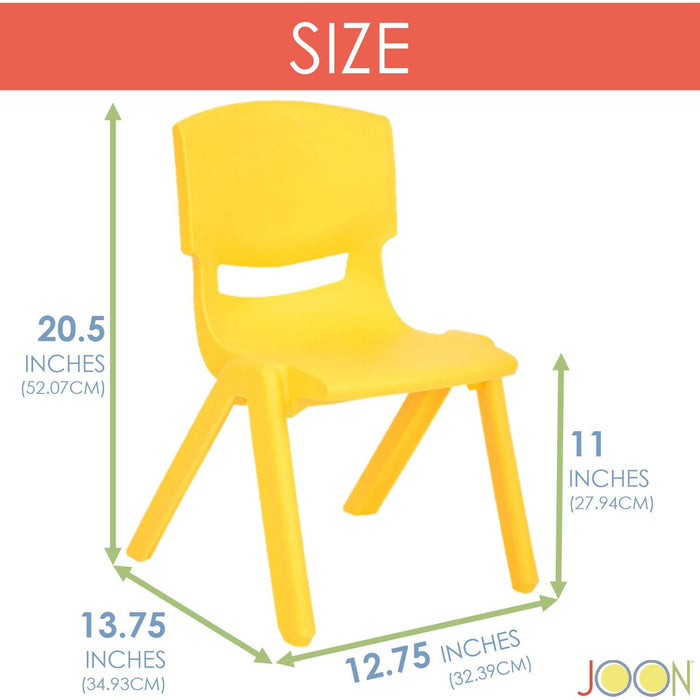 Shopbobbys Joon Stackable Plastic Kids Learning Chairs, Yellow, 20.5X12.75X11 Inches, 2-Pack (Pack Of 2)