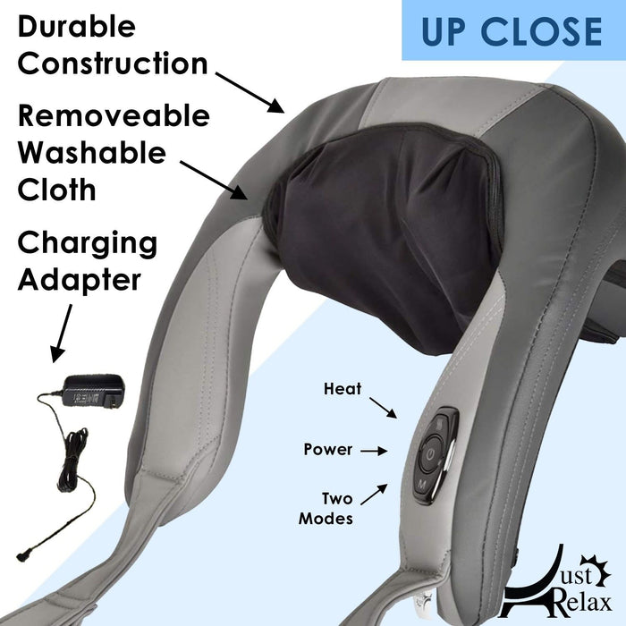 Shopbobbys Just Relax Cordless Shiatsu Shoulder And Neck Massager With Heat, Gray