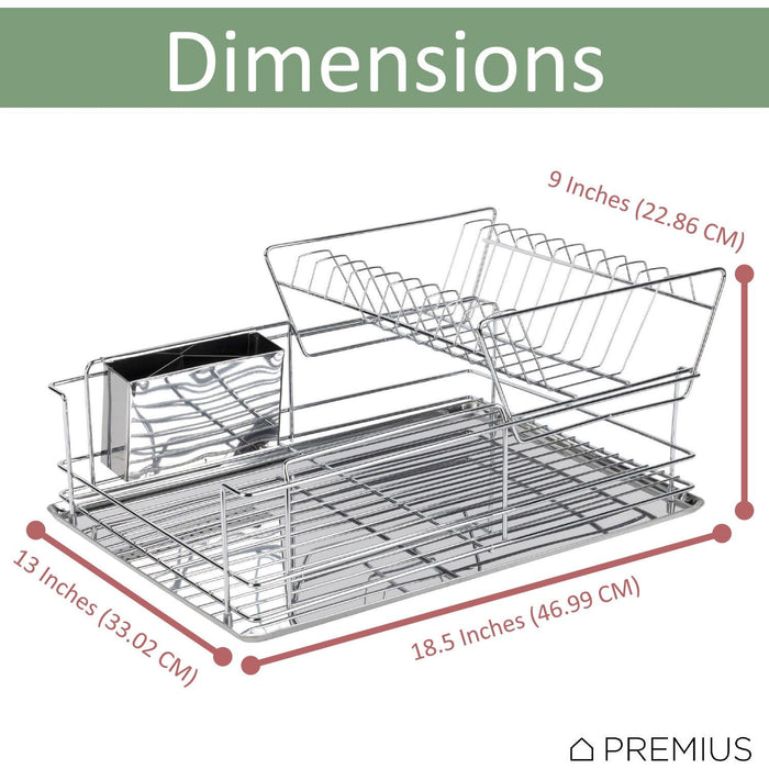 Shopbobbys Premius 2 Tier Chrome Finished Dish Rack, Silver, 18.5X13X9 Inches