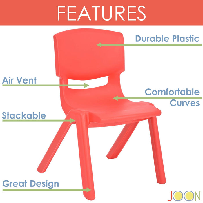 Shopbobbys Joon Stackable Plastic Kids Learning Chairs, 20.5X12.75X11 Inches, 2-Pack