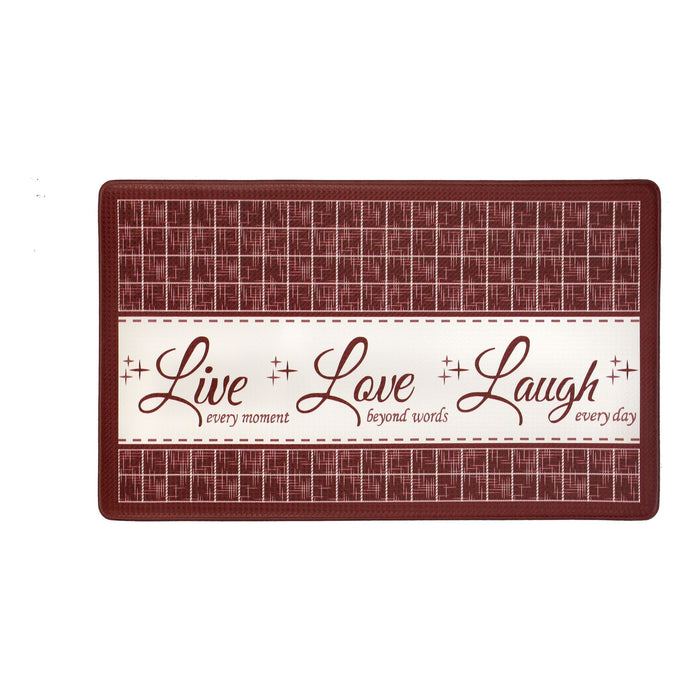 Achim Live Love Laugh Decorative Anti-Fatigue Mat, Burgundy, 18x30 Inches