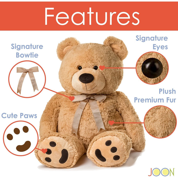 Shopbobbys Joon Huge Teddy Bear With Ribbon, Tan