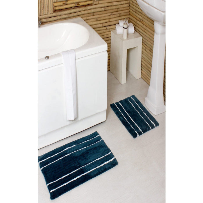 Shopbobbys Premius 2 Piece Striped Bath Rug Set, 17X24 And 20X32 Inches