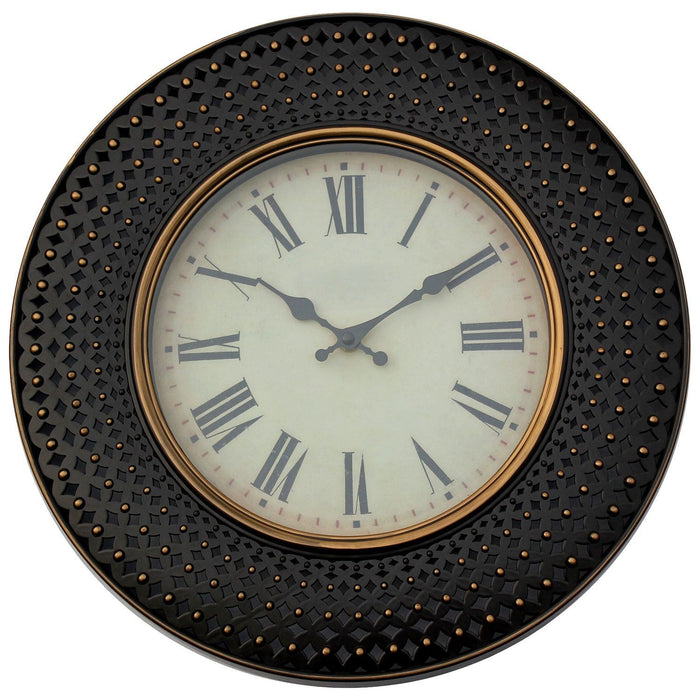 Shopbobbys Premius Large Decorative Beaded Wall Clock, Dark Brown, 16 Inches