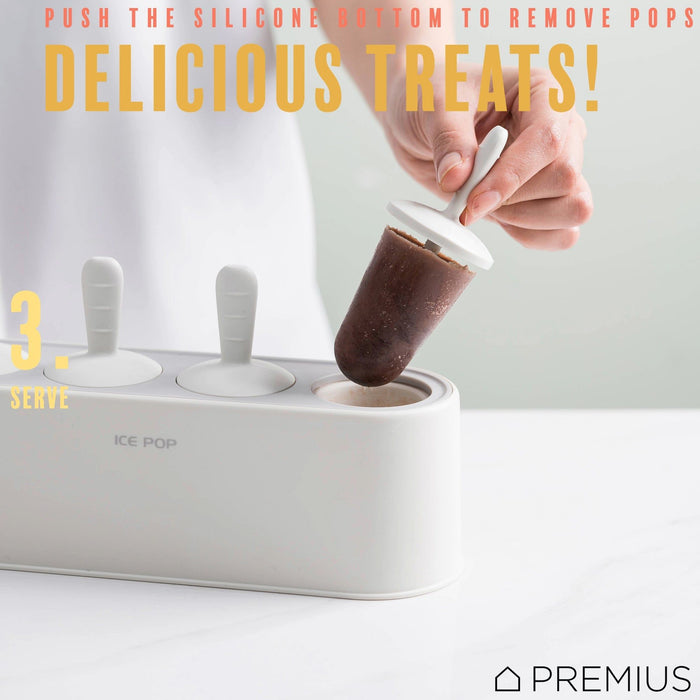 Shopbobbys Premius 4 Silicone Ice Pop Maker Mold Set, White, 9.25X2.95X4.52 Inches