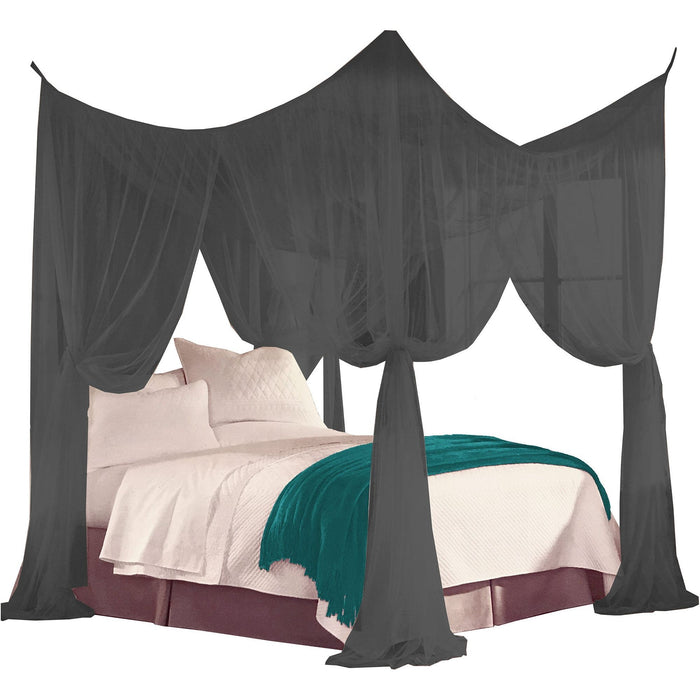 Shopbobbys Just Relax Four Corner Post Elegant Mosquito Net Bed Canopy Set, Black, Full-Queen-King