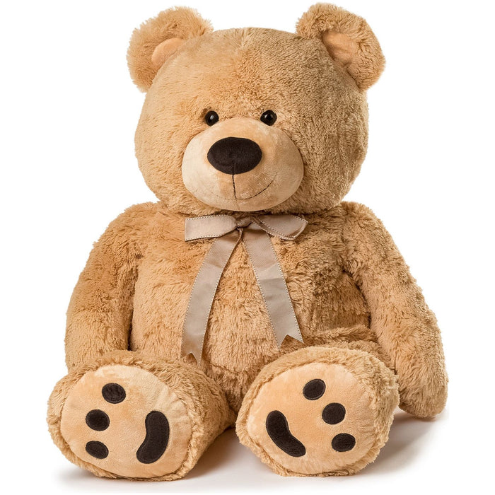 Shopbobbys Joon Huge Teddy Bear With Ribbon, Tan