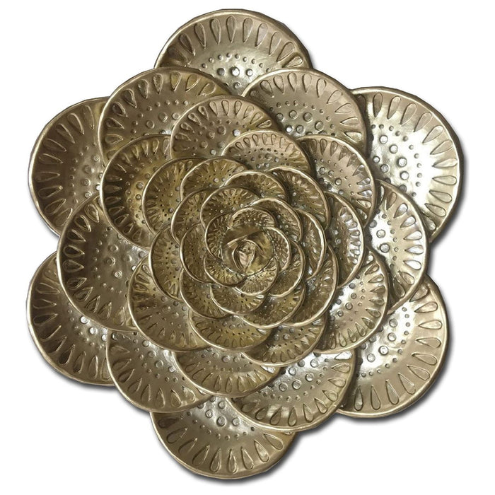 Shopbobbys Premius Resin Metallic Embossed Floral Wall Decor, Gold, 12 Inches