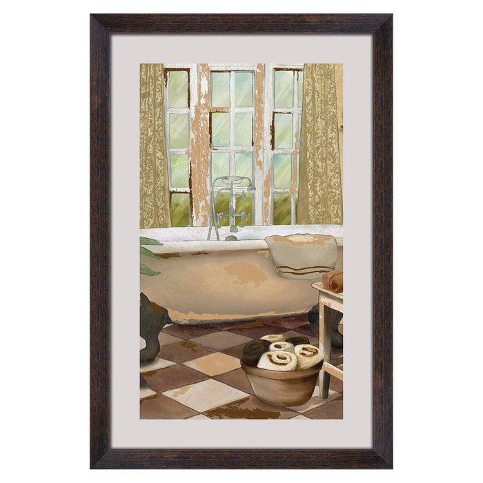 Shopbobbys Premius Floating Glass Bathroom Classic Tub Wall Art, Dark Brown, 18X11.5 Inches