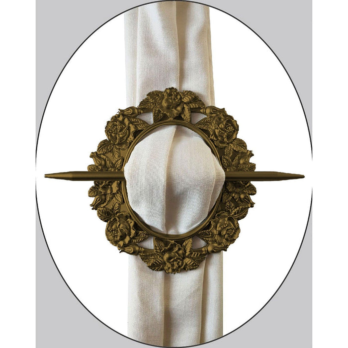 Shopbobbys Premius Rose Oval Decorative One Pair Of Curtain Tie Back, Antique, 7X8 Inches