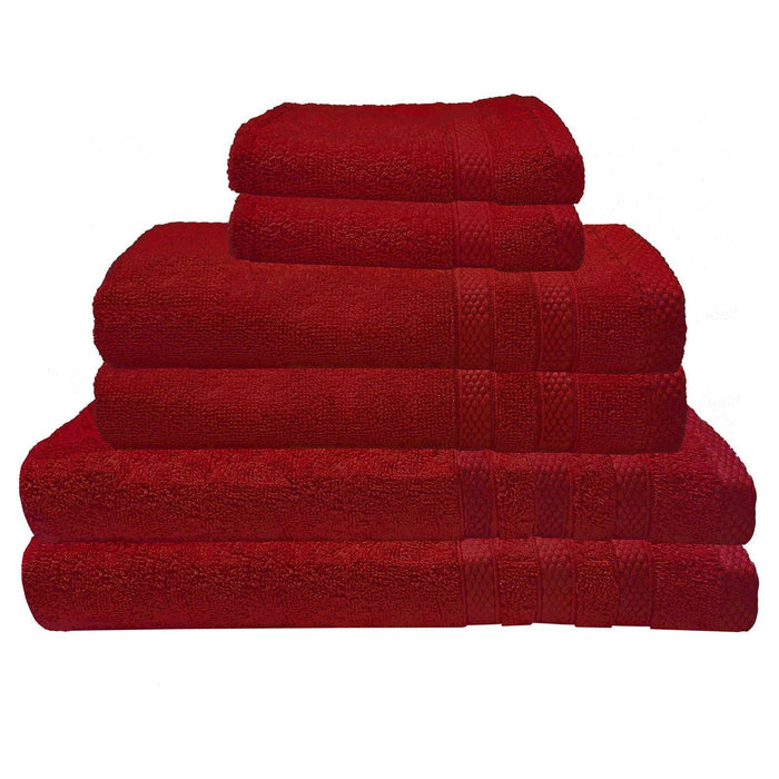 Shopbobbys Premius Premium 6-Piece Combed Cotton Bath Towel Set, Burgundy