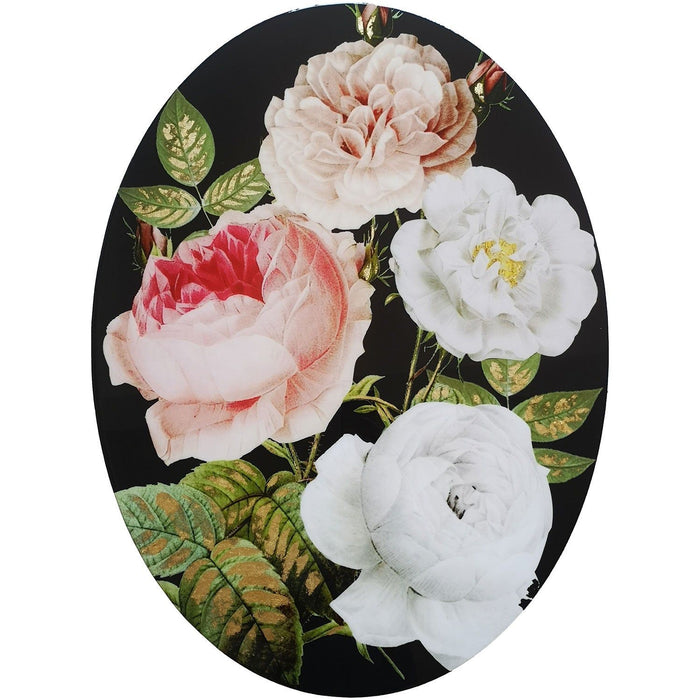 Shopbobbys Premius Peonie Floral Lacquered Oval Canvas Wall Art, Pink-White, 24X32 Inches