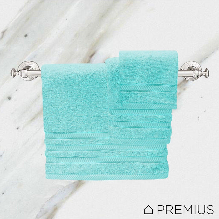 Shopbobbys Premius Premium 6-Piece Combed Cotton Bath Towel Set, Aqua Pure