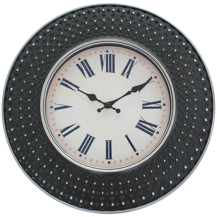 Shopbobbys Premius Large Decorative Beaded Wall Clock, Black, 16 Inches