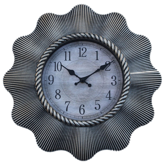 Shopbobbys Premius Spanish Roped Wall Clock, Silver, 16 Inches